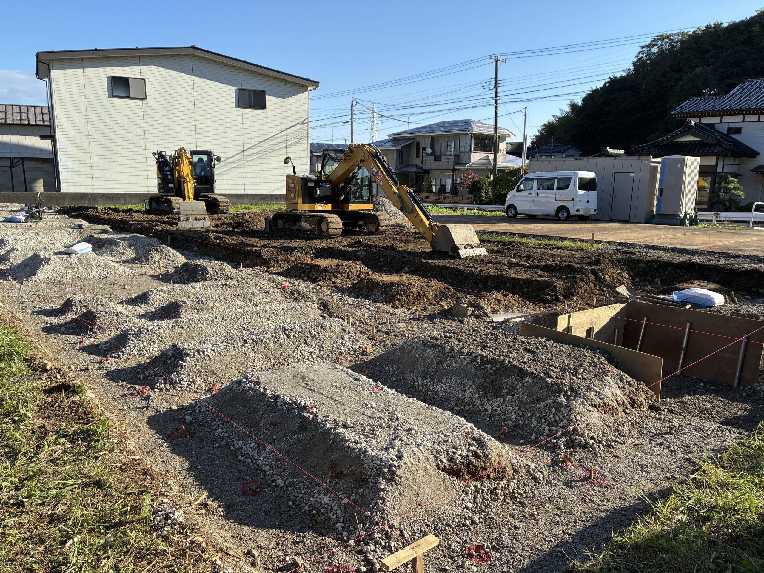 けあビジョンホーム糸魚川Ⅱ 新築工事の基礎掘削状況(新潟県糸魚川市)