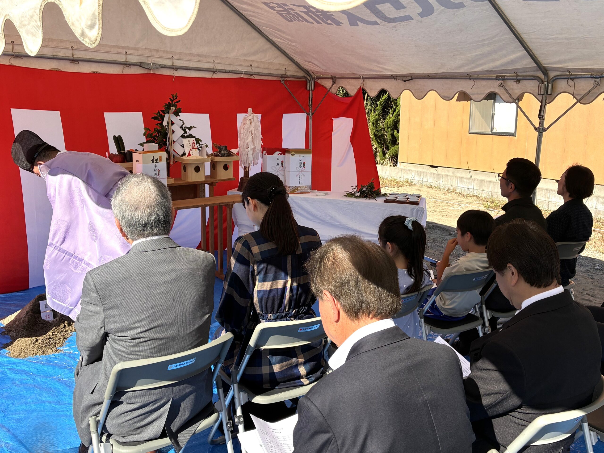 新潟市西区の内野歯科クリニック新築工事に伴う地鎮祭の様子
